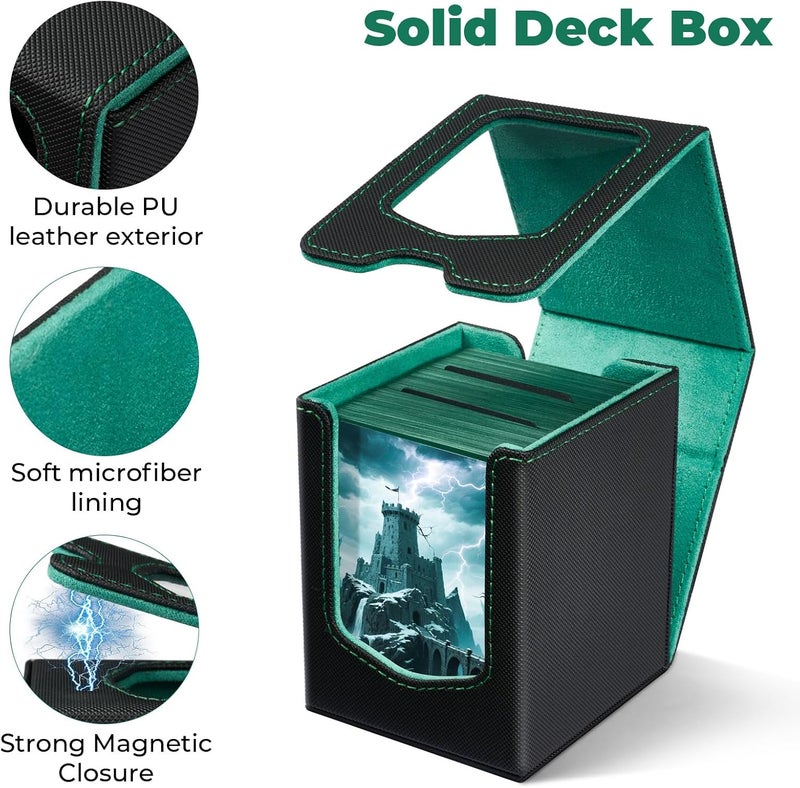 Fabmaker Deck Box Compatible with MTG Commander, (patent Pending) Magnetic Trading Card Storage Box with Commander, Fits 100 Double-Sleeved Cards, Card Box Compatible with Magic the Gathering, Grey - Image 4